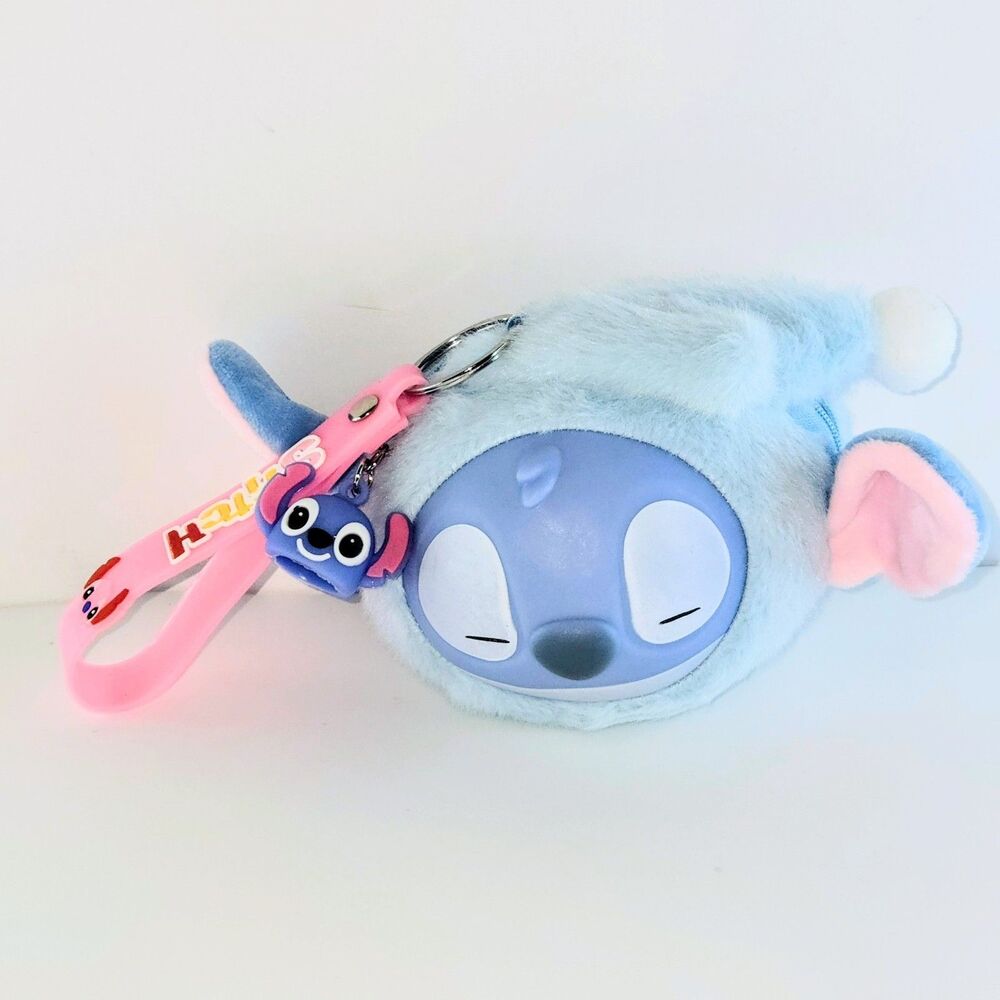 STITCH Themed Keychain 3D Figurine Wristlet Plush Coin Pouch Bundle Set #11 NEW